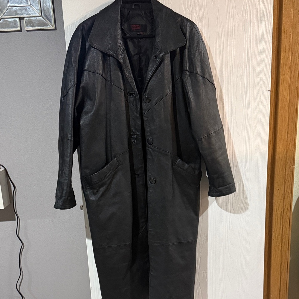 Black Leather Trench Coat/Jacket